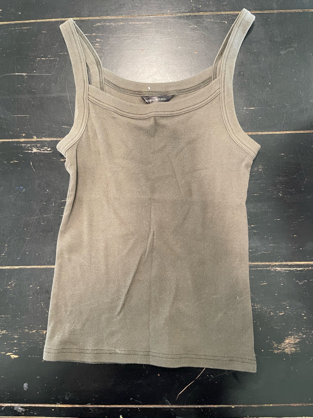 Ribbed Olive Green Banana Republic Spring Summer Tank Top
